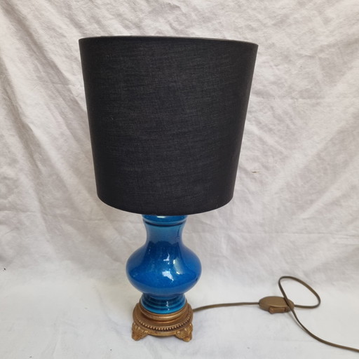 Blauwe porseleinen lamp Laat 19e eeuw