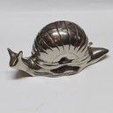 Mooie slak, verzilverd zoutvat met zilveren 925 miniatuurlepel.