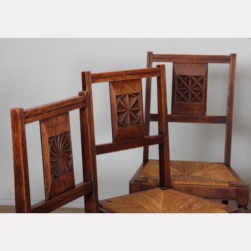 Set van 6 rustieke stoelen uit 1950