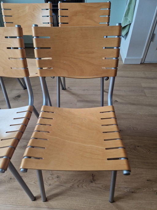 6X Jan Kolkke Harvink Eetkamerstoelen