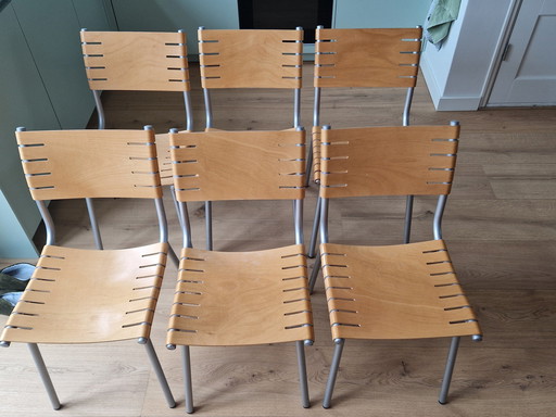 6X Jan Kolkke Harvink Eetkamerstoelen