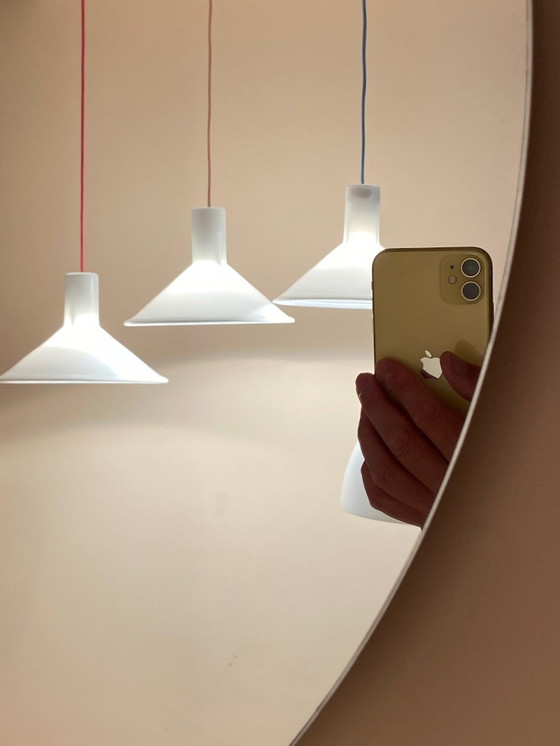 Image 1 of Vintage "P & T" opaal glazen hanglamp door Michael Bang voor Holmegaard, Denemarken 1970