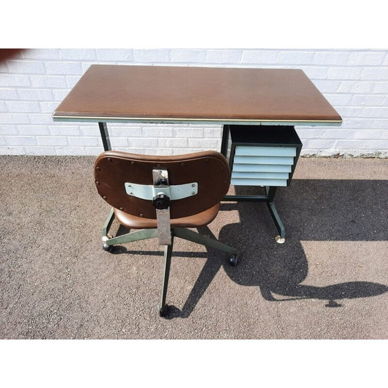 Image 1 of Vintage bureau en stoelset, Italiaans 1950