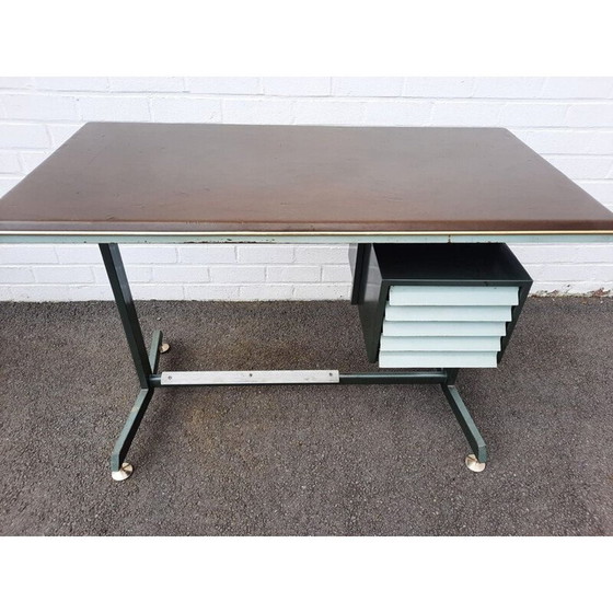 Image 1 of Vintage bureau en stoelset, Italiaans 1950