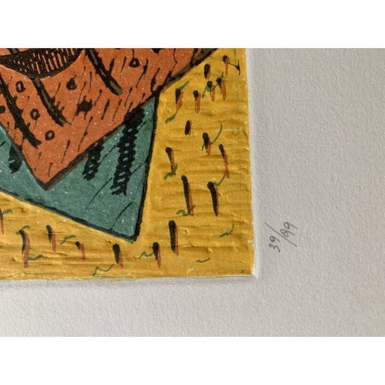 Image 1 of Oude gele gravure door Henri Goetz, 1970