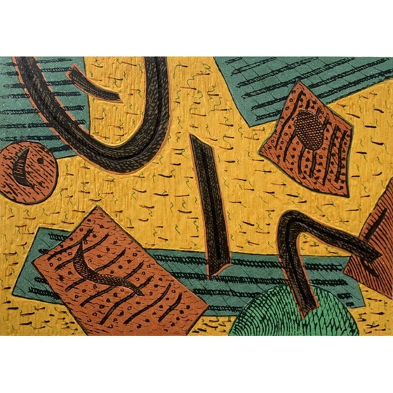 Image 1 of Oude gele gravure door Henri Goetz, 1970