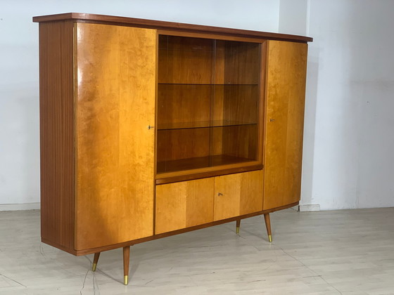 Image 1 of Mid Century hoge kast woonkamer vintage