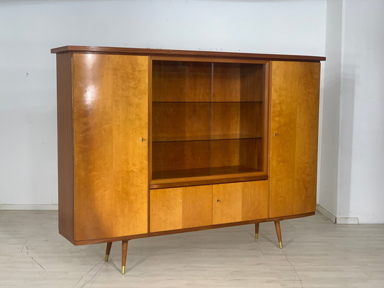 Image 1 of Mid Century hoge kast woonkamer vintage