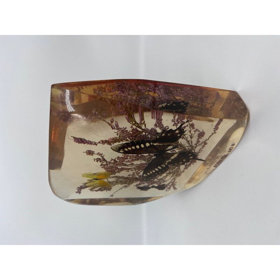 Image 1 of Vintage harsblok met verwilderde vlinders, 1970