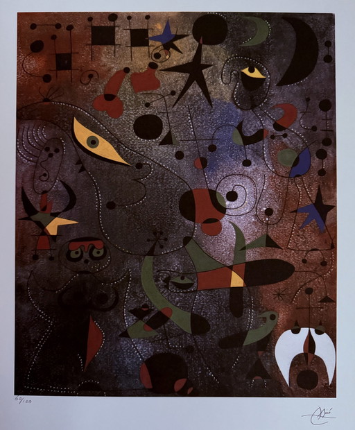 Joan Miró: “Awakening In The Early Morning, 1941”. 60/100. Lithografie, Gesigneerd. 