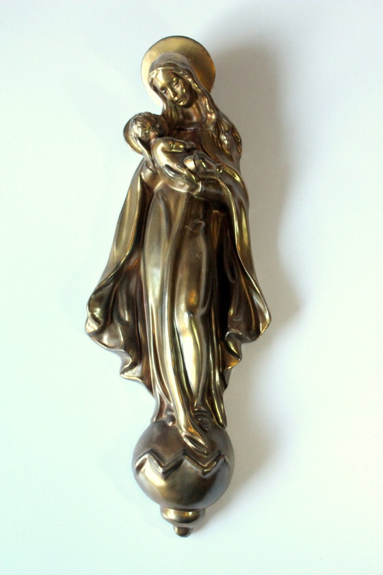 Image 1 of Messing sculptuur Moeder Gods met kind