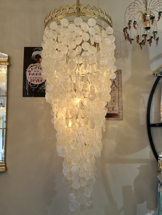 Image 1 of Xxxl Capiz Schelpen Hanglamp Vintage Schelp Frame