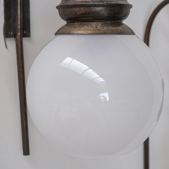 Image 1 of Paar mid-century Italiaanse glazen wandlampen, 1960