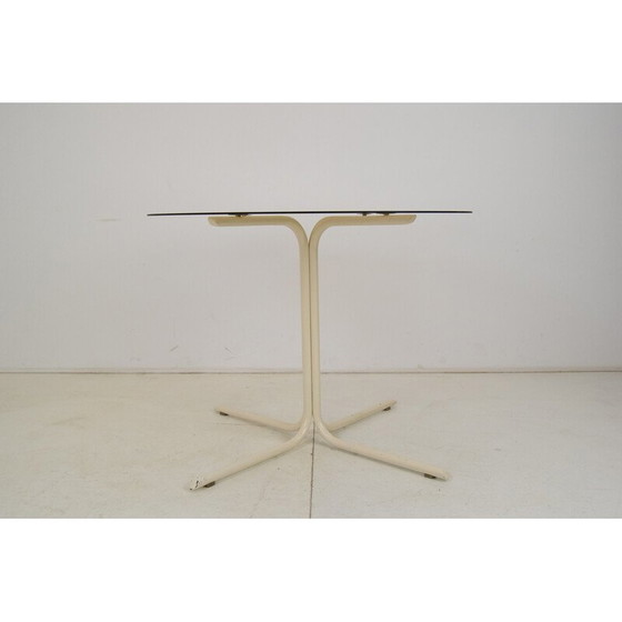 Image 1 of Vintage ronde eettafel van metaal en glas, Tsjecho-Slowakije 1970