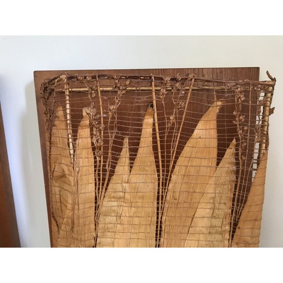 Image 1 of Paar vintage wandlampen in vegetale bladeren