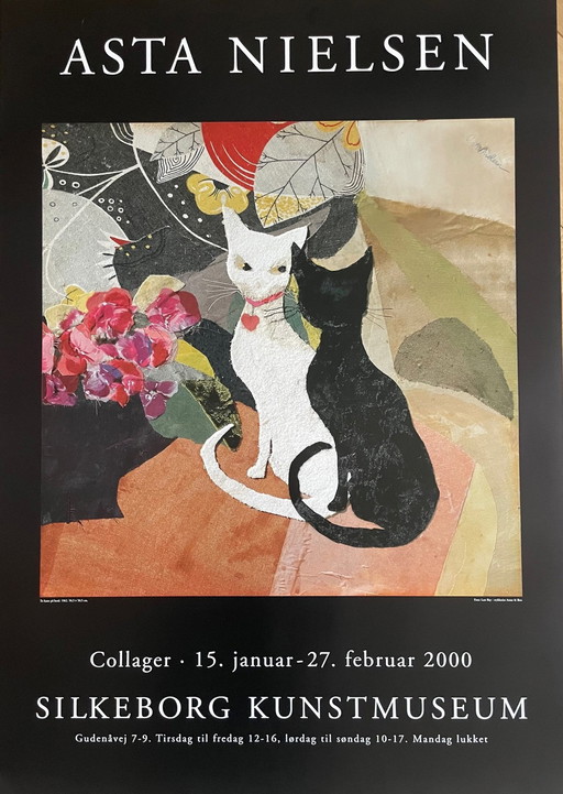 Asta S.M. Nielsen (1881-1972), Twee katten op tafel, 1962, Poster Tentoonstelling 2000