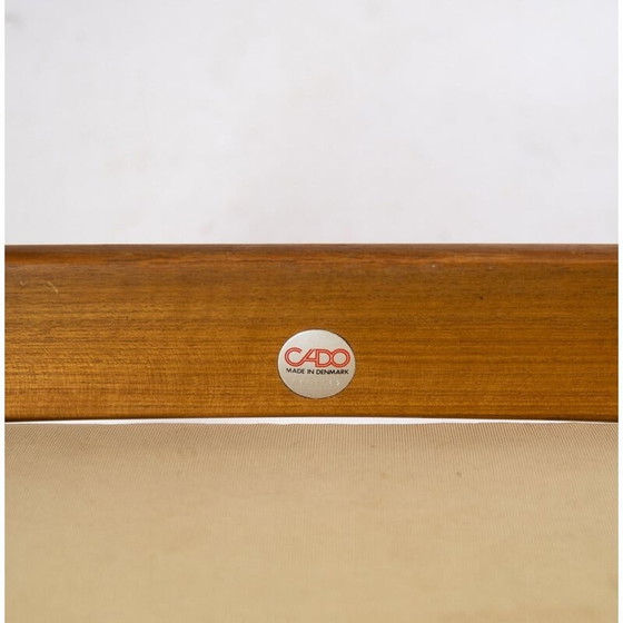 Image 1 of Vintage teakhouten driezitsbank en bekleed met zwart leer door Arne Vodder 1960