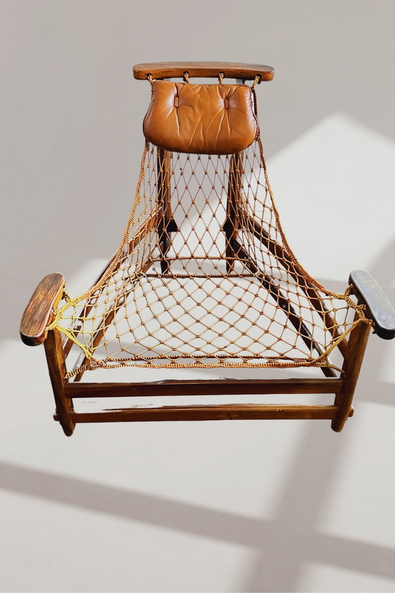 Image 1 of Jangada fauteuil met voetenbankje van Jean Gillon, Brazilië, jaren 1960-1970, set van 2