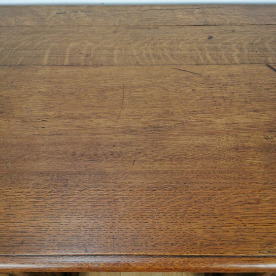 Image 1 of Antiek, Vintage Eiken Bankiersbureau,  Houten Bureau, Buro