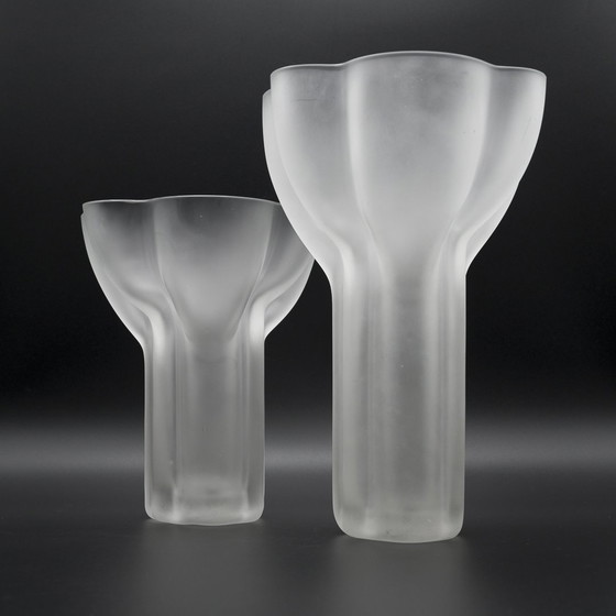 Image 1 of Zeldzame Tapio Wirkkala Rosenthal Sculptural Design Satin Glass Vaas Duo Model 470