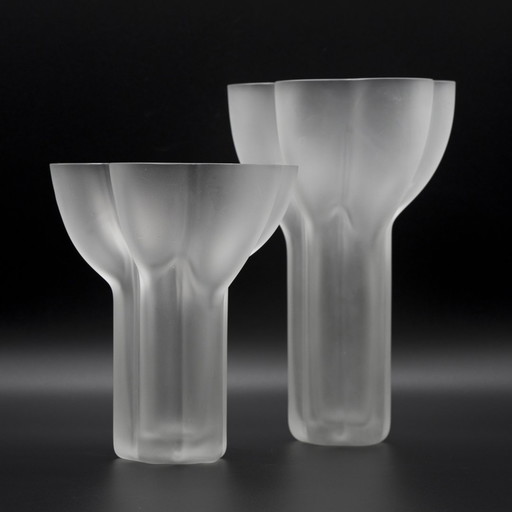 Zeldzame Tapio Wirkkala Rosenthal Sculptural Design Satin Glass Vaas Duo Model 470