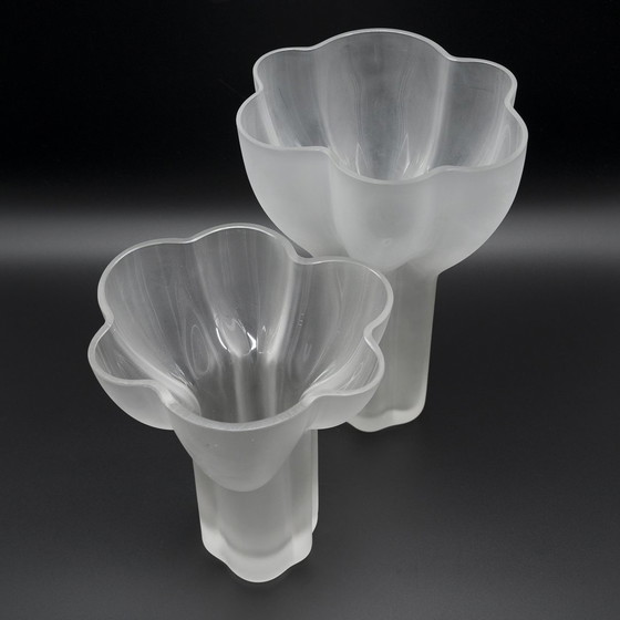 Image 1 of Zeldzame Tapio Wirkkala Rosenthal Sculptural Design Satin Glass Vaas Duo Model 470