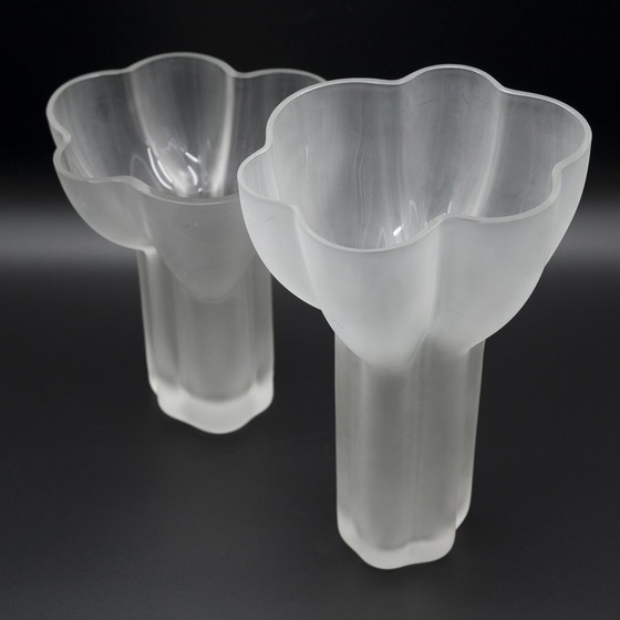 Image 1 of Zeldzame Tapio Wirkkala Rosenthal Sculptural Design Satin Glass Vaas Duo Model 470