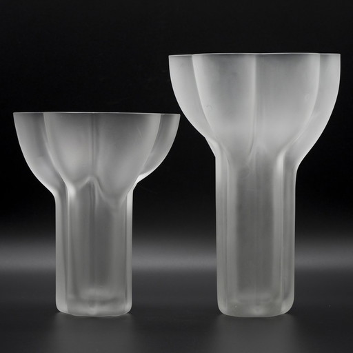 Zeldzame Tapio Wirkkala Rosenthal Sculptural Design Satin Glass Vaas Duo Model 470