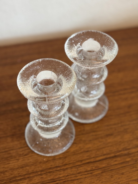 Image 1 of Vintage Iceglass Kandelaar Pukeberg Zweden