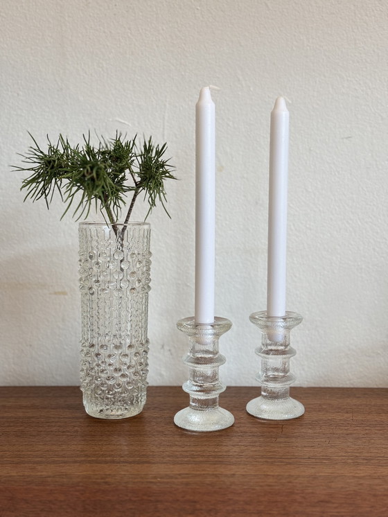 Image 1 of Vintage Iceglass Kandelaar Pukeberg Zweden