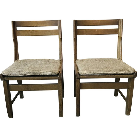 Image 1 of Paar vintage massief eiken stoelen van Guillerme et Chambron, 1960