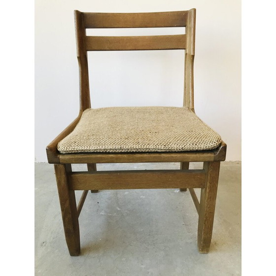 Image 1 of Paar vintage massief eiken stoelen van Guillerme et Chambron, 1960