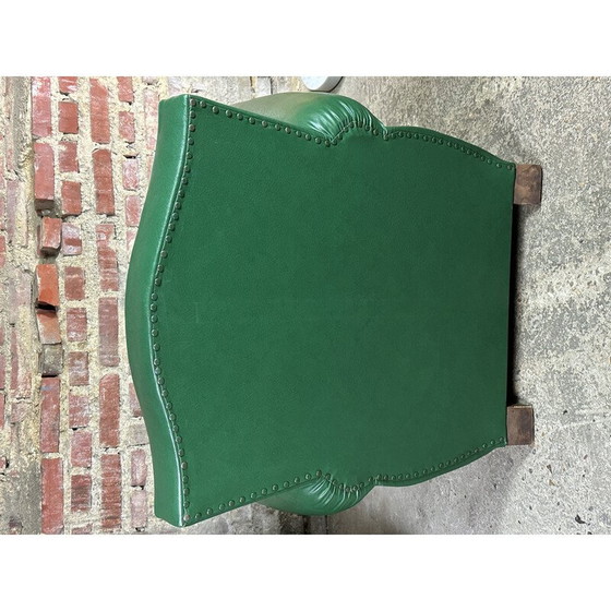 Image 1 of Paar vintage fauteuils in donkergroen skai, 1950