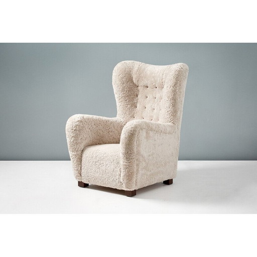 Vintage leren fauteuil van Fritz Hansen, jaren 1940