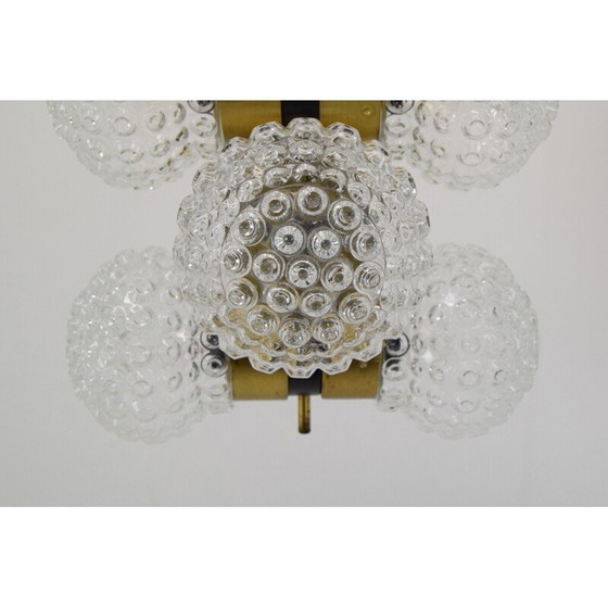 Image 1 of Vintage kroonluchter van Napako, glas, metaal en messing, Tsjecho-Slowakije 1960