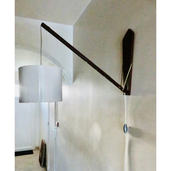 Image 1 of Vintage teakhouten knikarm wandlamp, Denemarken 1960