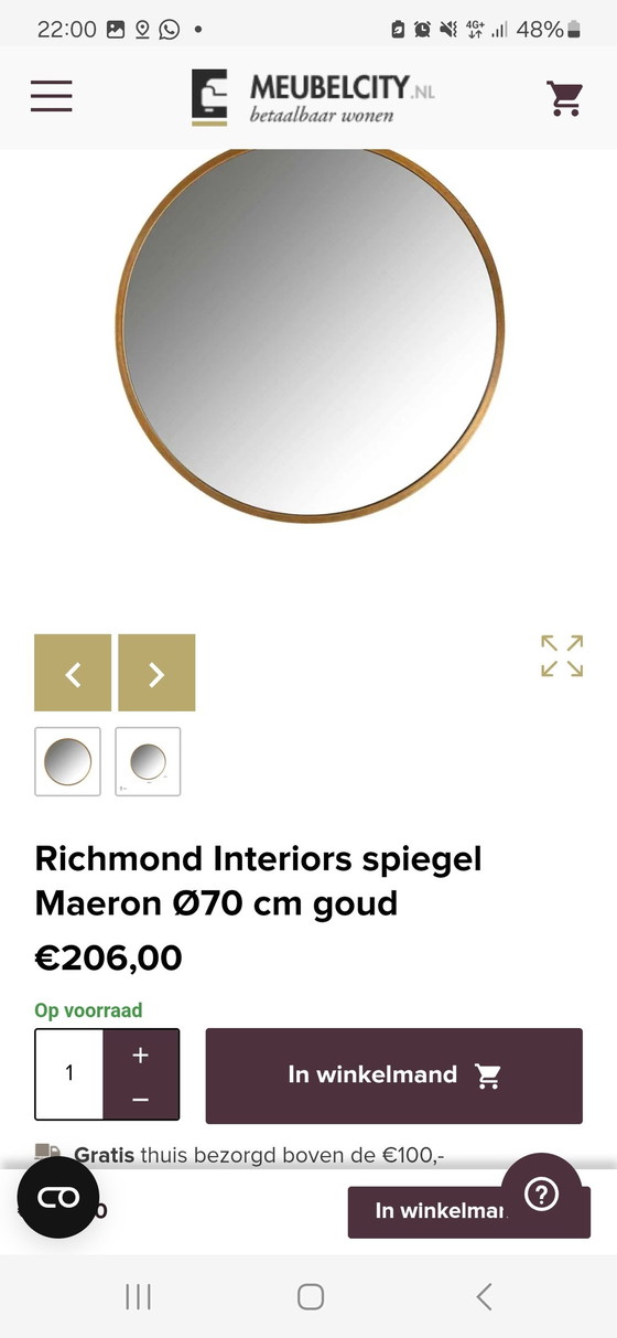 Image 1 of Richmond Gouden Ronde Spiegel