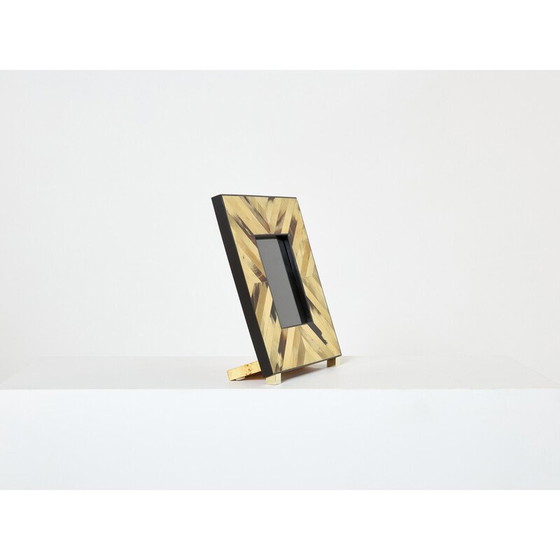 Image 1 of Vintage fotolijst in messing en hoornmarqueterie, Italië 1970