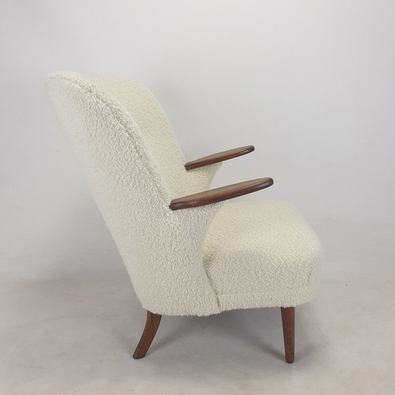 Image 1 of Paar vintage fauteuils van stof en eikenhout van Kronen Aarhus, Denemarken 1950