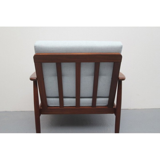 Image 1 of Vintage fauteuil Grijsblauw teakhout 1960