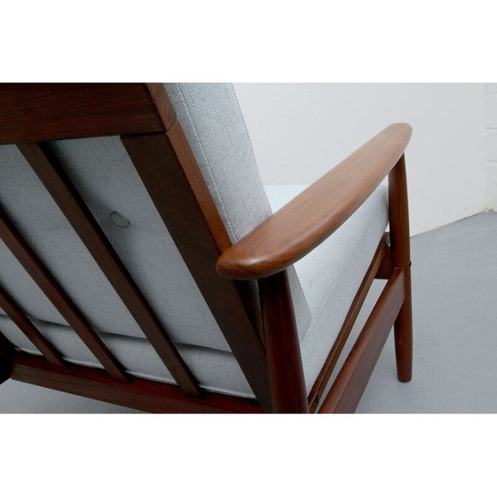 Image 1 of Vintage fauteuil Grijsblauw teakhout 1960