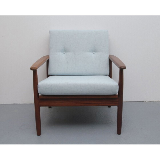 Image 1 of Vintage fauteuil Grijsblauw teakhout 1960