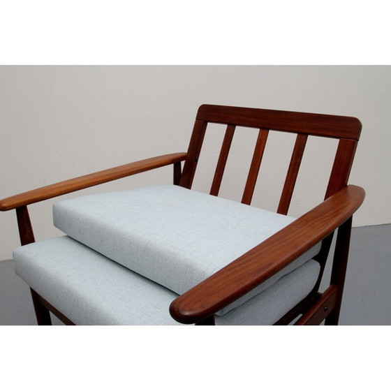 Image 1 of Vintage fauteuil Grijsblauw teakhout 1960