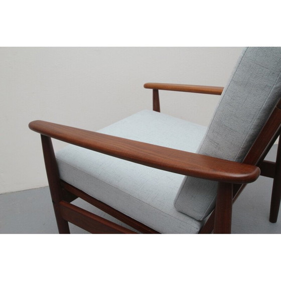 Image 1 of Vintage fauteuil Grijsblauw teakhout 1960