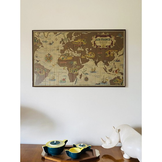 Image 1 of Vintage Air France "Nova et Vetera" poster kaart door Lucien Boucher, Frankrijk 1939