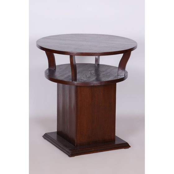 Image 1 of Vintage Art Deco ronde tafel in eikenfineer, Tsjecho-Slowakije 1920