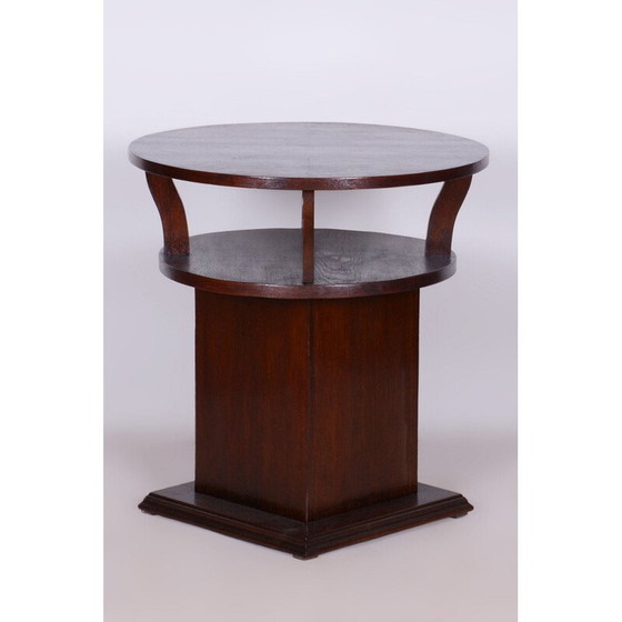 Image 1 of Vintage Art Deco ronde tafel in eikenfineer, Tsjecho-Slowakije 1920