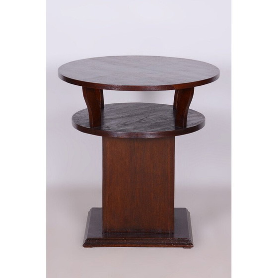 Image 1 of Vintage Art Deco ronde tafel in eikenfineer, Tsjecho-Slowakije 1920