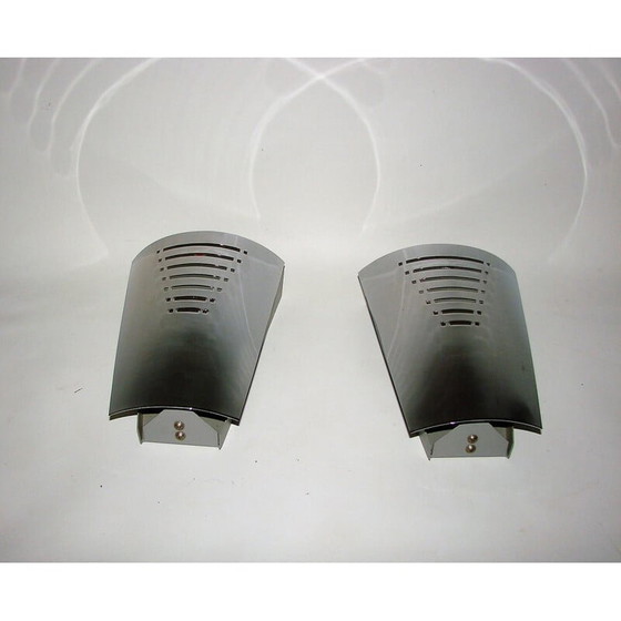 Image 1 of Paar vintage verchroomde wandlampen, jaren 1970