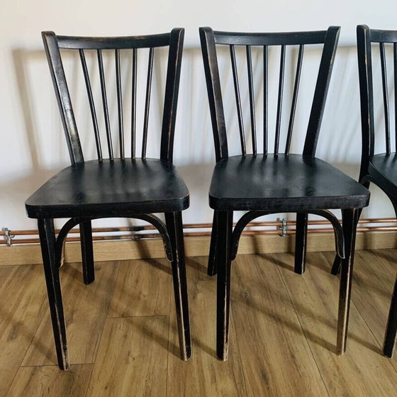 Image 1 of Set van 6 vintage zwarte Baumann N153 stoelen, 1950-1960